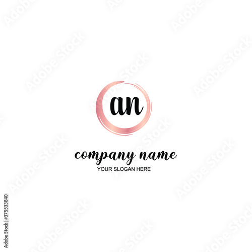 AN Initial handwriting logo template vector