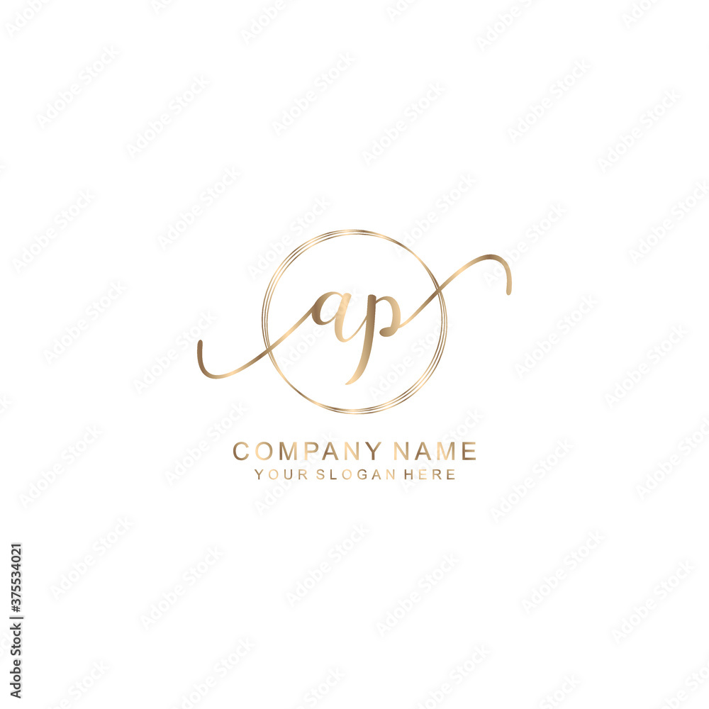 AP Initial handwriting logo template vector