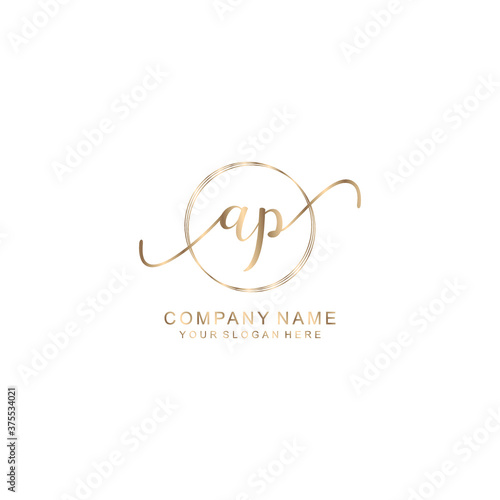 AP Initial handwriting logo template vector