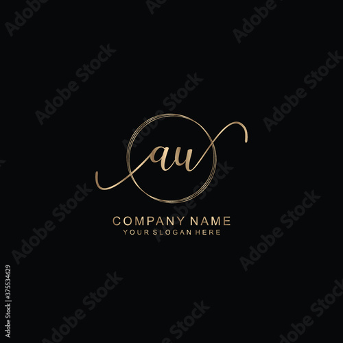 AU Initial handwriting logo template vector 