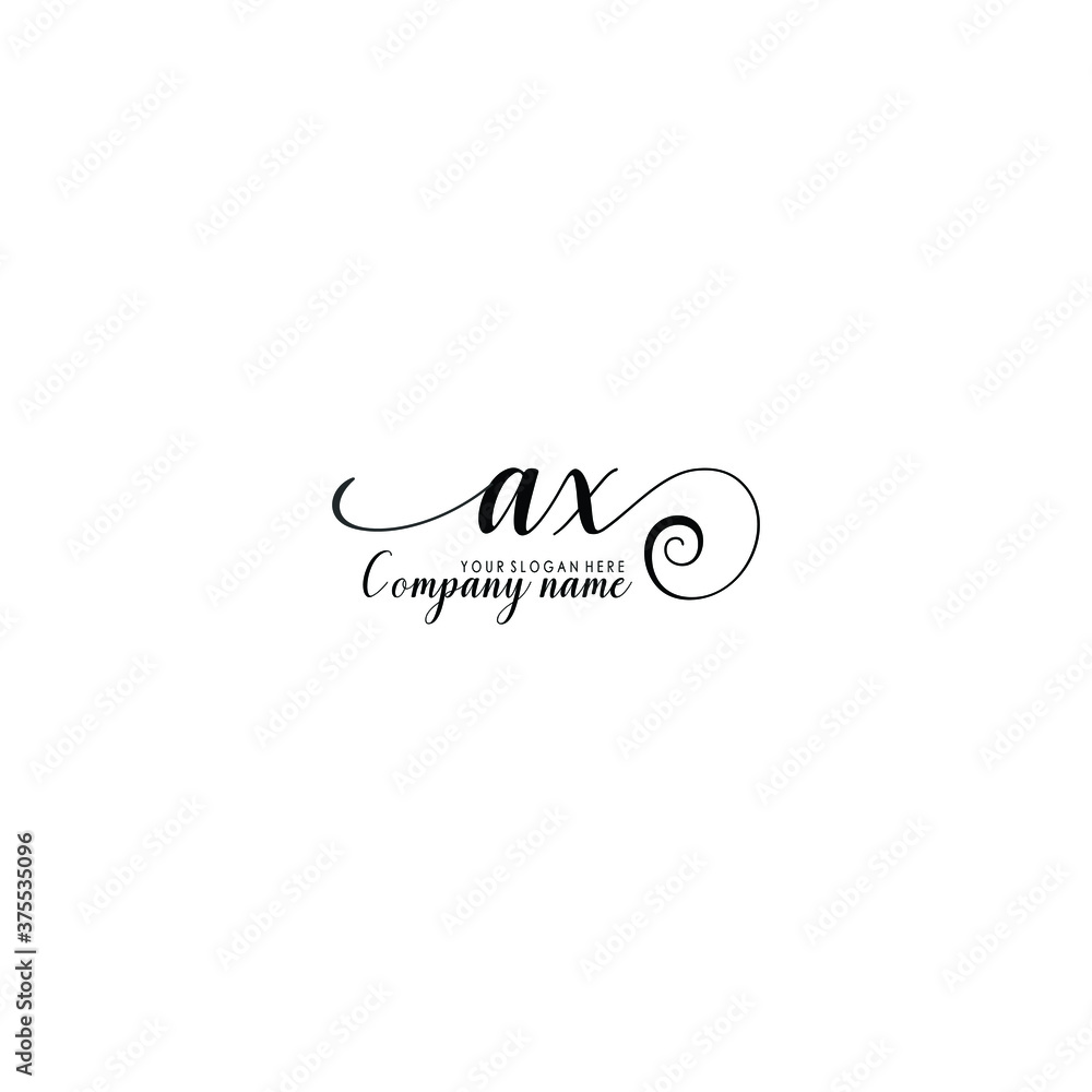 AX Initial handwriting logo template vector
