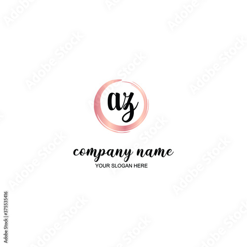AZ Initial handwriting logo template vector 