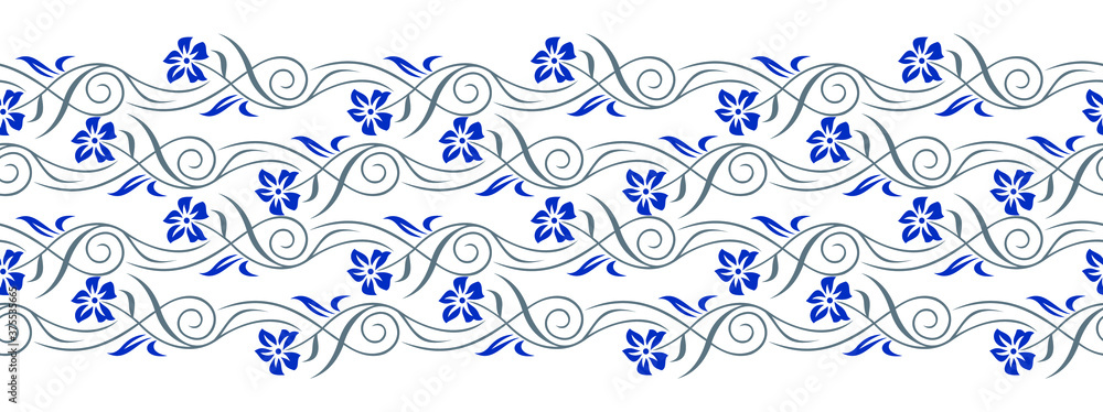 Seamless vector ornamental floral border design Stock Vector | Adobe Stock