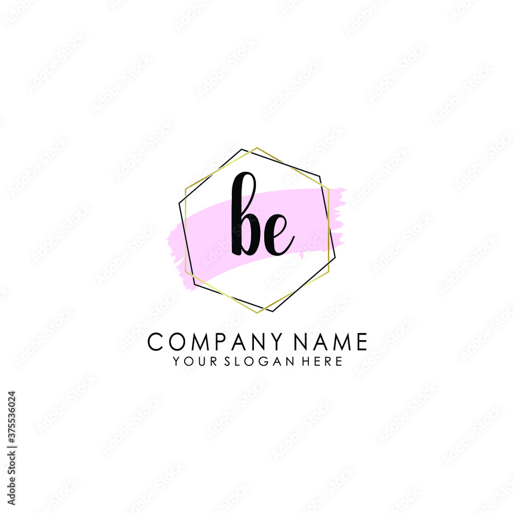 BE Initial handwriting logo template vector BE Initial handwriting logo template vector