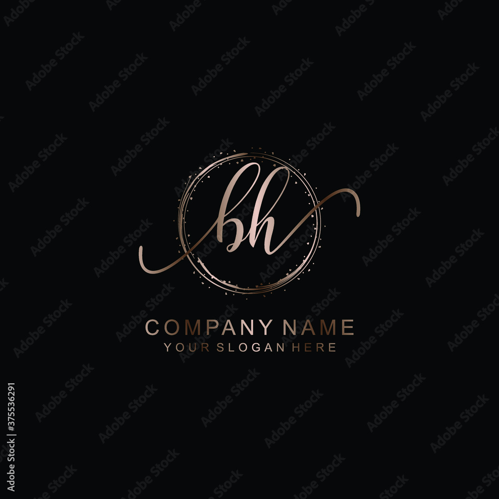 BH Initial handwriting logo template vector BH Initial handwriting logo template vector