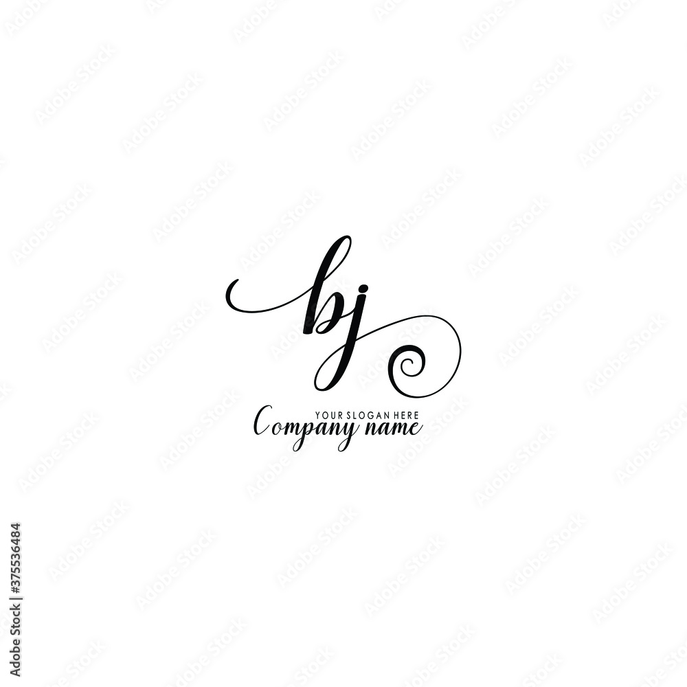 BJ Initial handwriting logo template vector BJ Initial handwriting logo template vector
