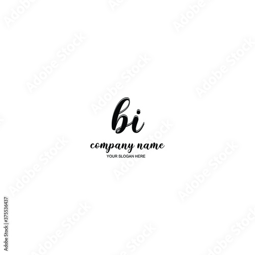 BI Initial handwriting logo template vector