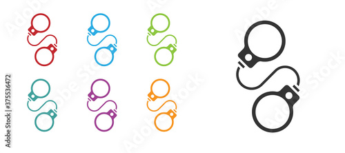 Black Handcuffs icon isolated on white background. Set icons colorful. Vector.