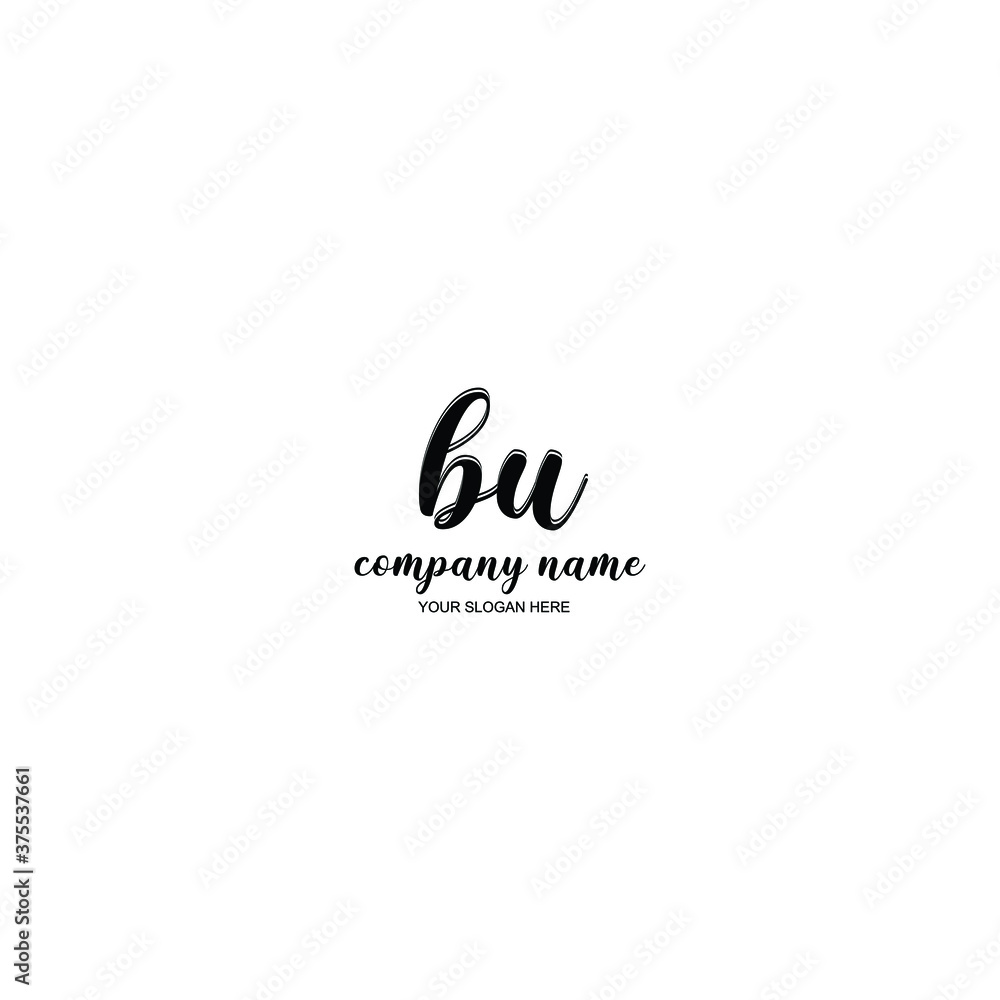 BU Initial handwriting logo template vector
