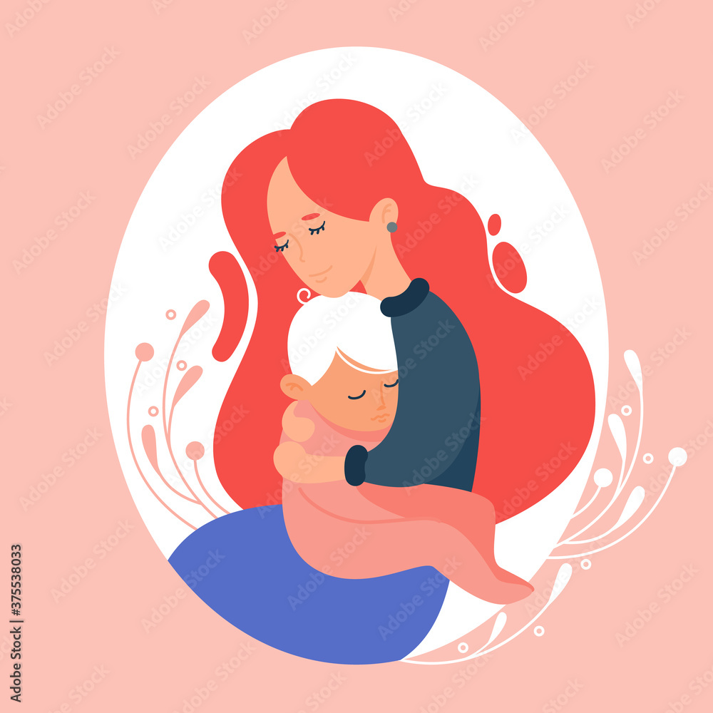 mother and baby stylized vector symbol, mom hugs her child logo template mother and baby stylized vector symbol, mom hugs her child logo template