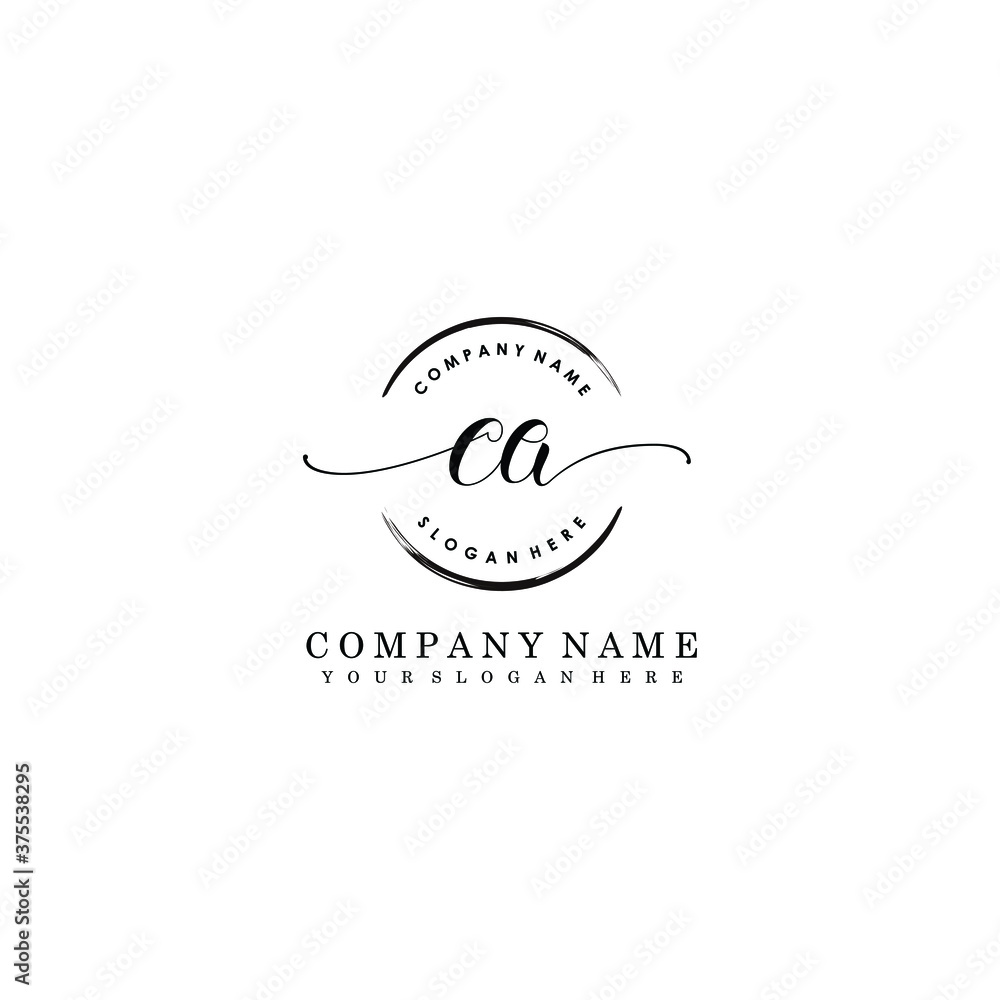 CA Initial handwriting logo template vector
