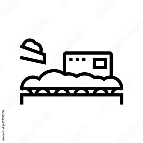 wood chips add on conveyor line icon vector. wood chips add on conveyor sign. isolated contour symbol black illustration