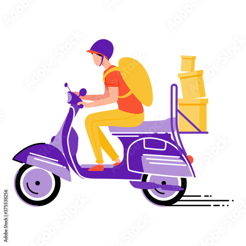 Happy young girl riding a scooter