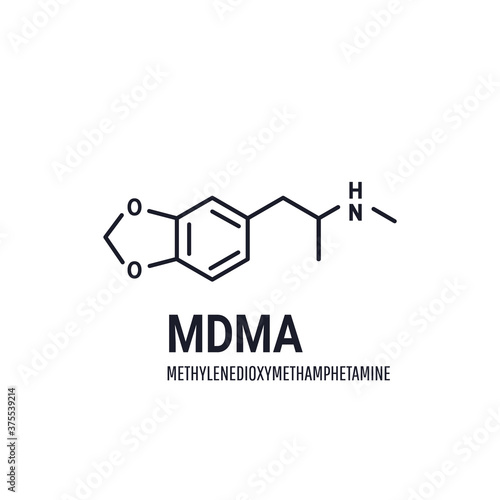 MDMA structural chemical formula on white background