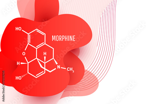 Morphine chemical formula, opium alkaloid.