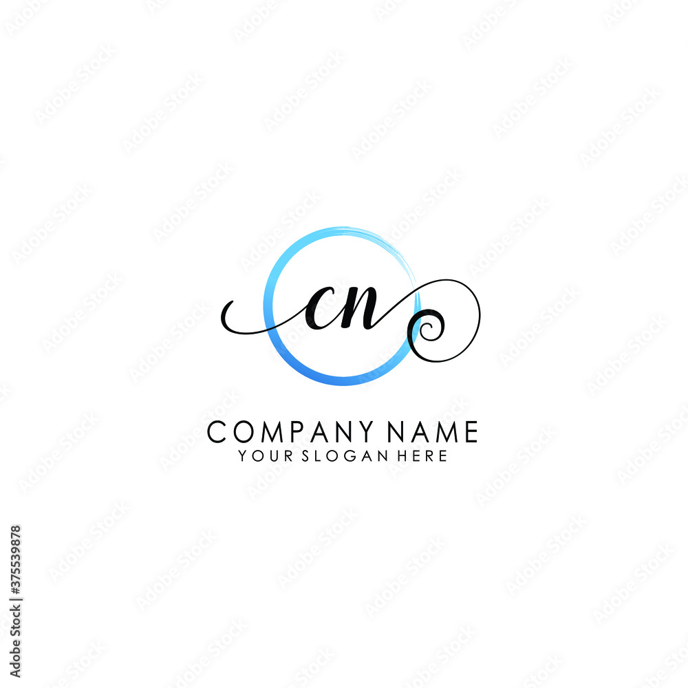 CN Initial handwriting logo template vector
