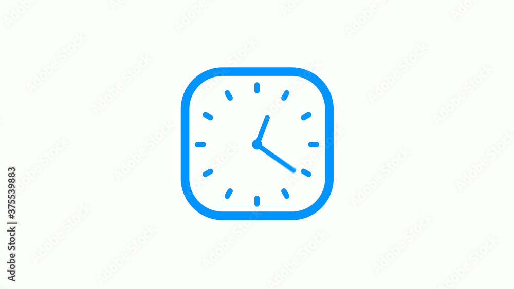 New aqua color square counting down clock icon on white background New aqua color square counting down clock icon on white background