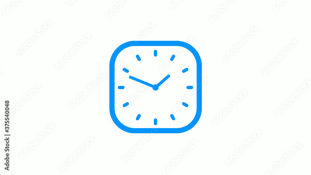 New aqua color square counting down clock icon on white background New aqua color square counting down clock icon on white background