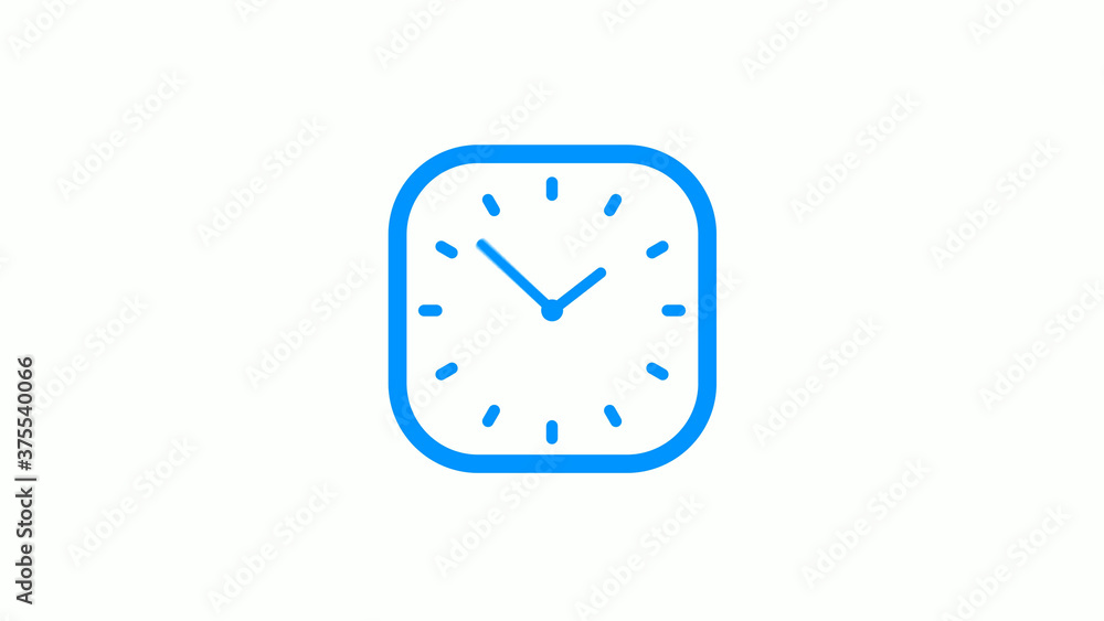 New aqua color square counting down clock icon on white background New aqua color square counting down clock icon on white background