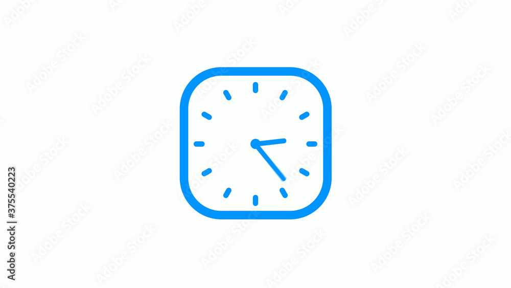 New aqua color square counting down clock icon on white background New aqua color square counting down clock icon on white background
