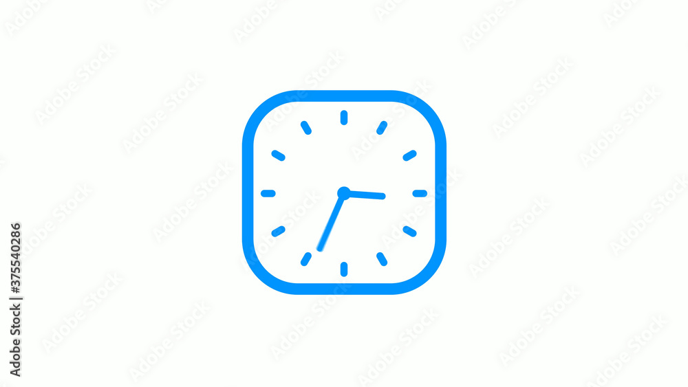 New aqua color square counting down clock icon on white background New aqua color square counting down clock icon on white background