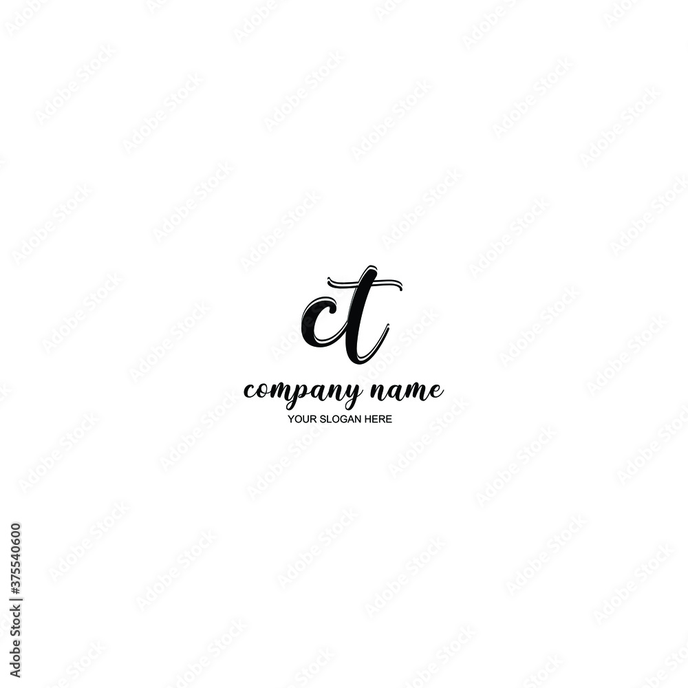 CT Initial handwriting logo template vector CT Initial handwriting logo template vector
