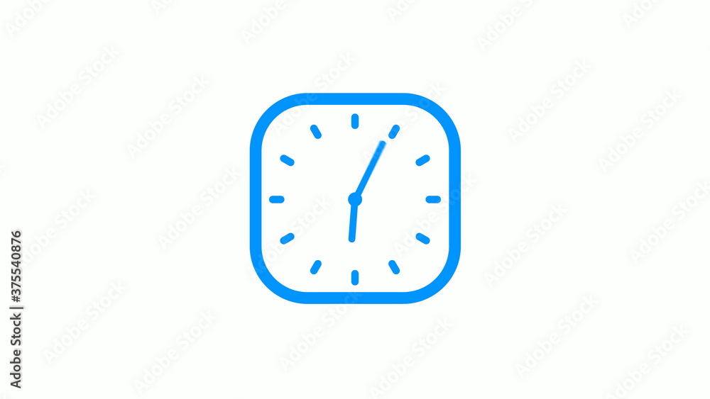 New aqua color square counting down clock icon on white background New aqua color square counting down clock icon on white background