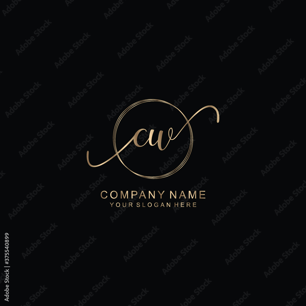 CW Initial handwriting logo template vector CW Initial handwriting logo template vector