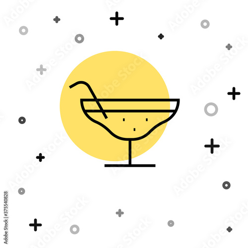 Black line Cocktail icon isolated on white background. Random dynamic shapes. Vector Illustration.