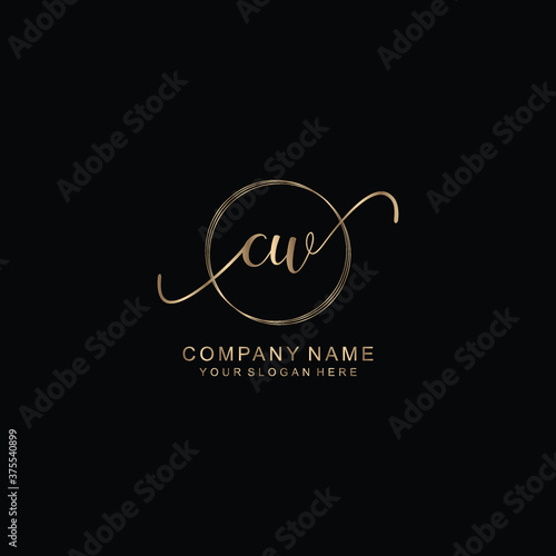 CW Initial handwriting logo template vector