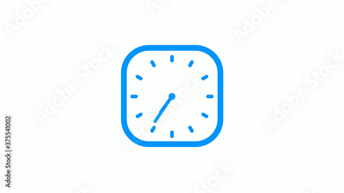 New aqua color square counting down clock icon on white background © MSH