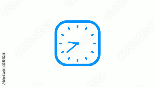 New aqua color square counting down clock icon on white background