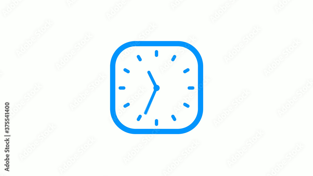 New aqua color square counting down clock icon on white background New aqua color square counting down clock icon on white background