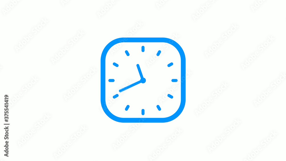 New aqua color square counting down clock icon on white background New aqua color square counting down clock icon on white background