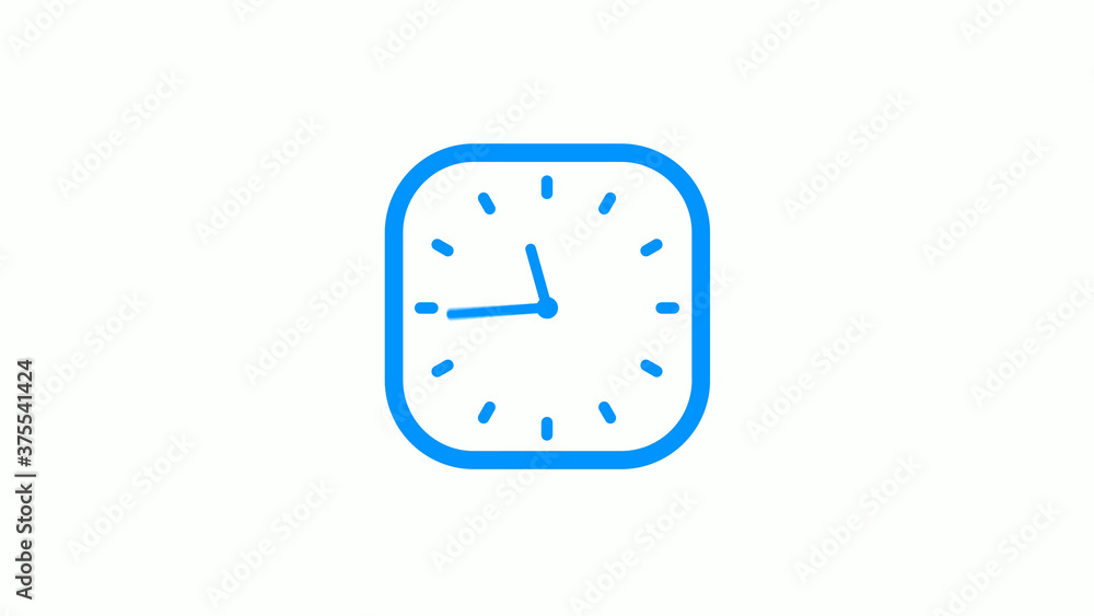 New aqua color square counting down clock icon on white background New aqua color square counting down clock icon on white background