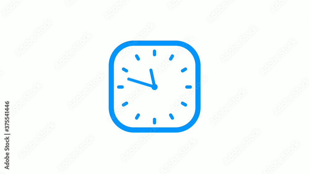New aqua color square counting down clock icon on white background New aqua color square counting down clock icon on white background