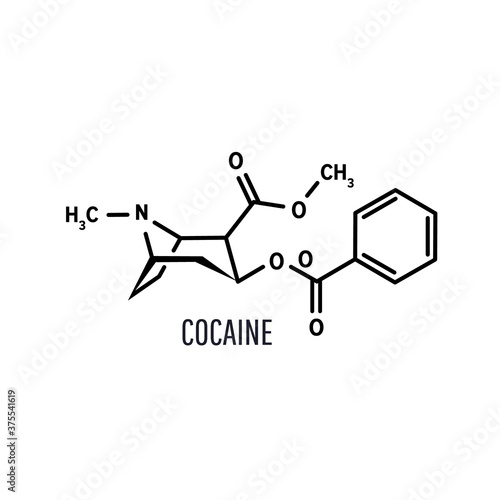 Cocain, coke structural chemical formula on white background