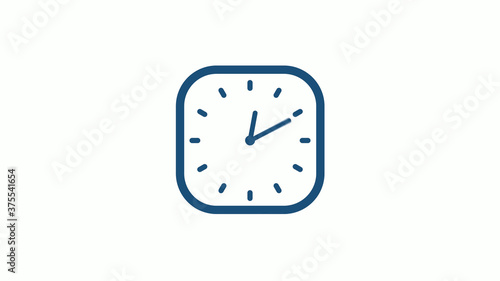 Aqua dark 12 hours counting down clock icon on white background,clock icon