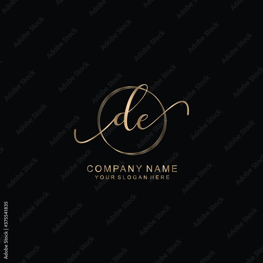 DE Initial handwriting logo template vector DE Initial handwriting logo template vector