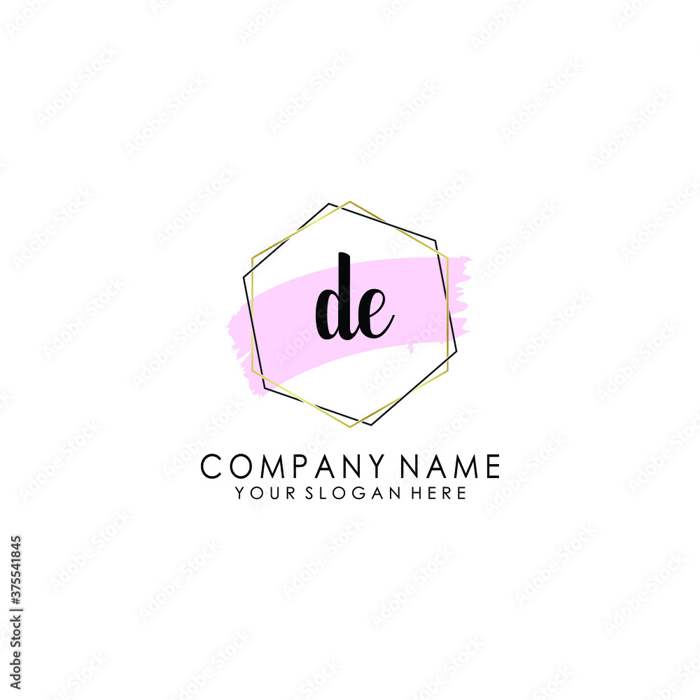 DE Initial handwriting logo template vector DE Initial handwriting logo template vector