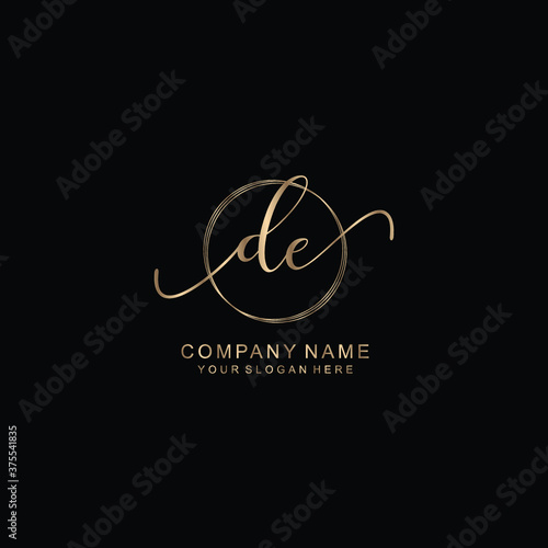 DE Initial handwriting logo template vector
