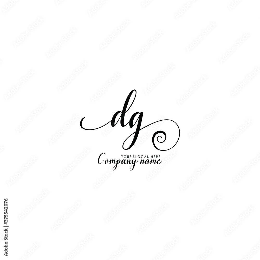 DG Initial handwriting logo template vector DG Initial handwriting logo template vector