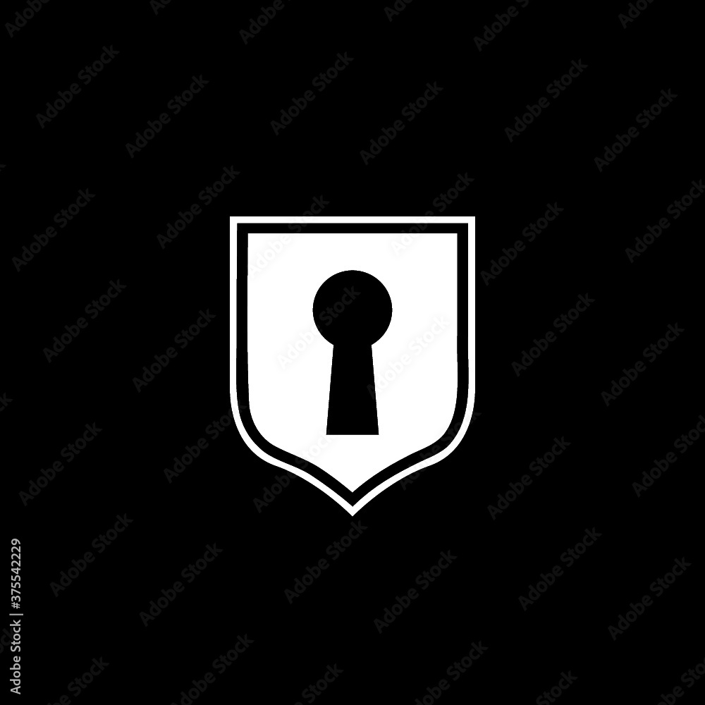 Shield with keyhole icon isolated on dark background Shield with keyhole icon isolated on dark background