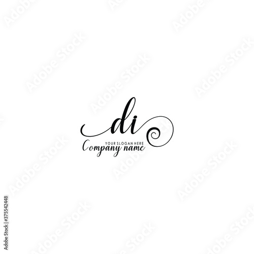 DI Initial handwriting logo template vector 