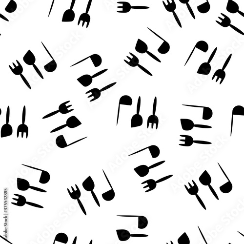 Seamless pattern for kitchen utensils, ladles, forks . Cooking, eating. Hand-drawn background for kitchen fabric, textile design, Wallpaper