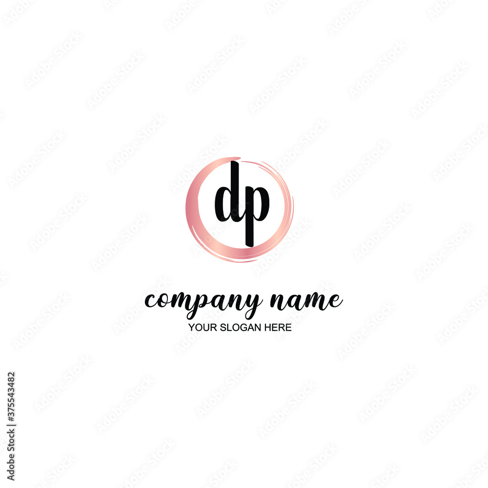 DP Initial handwriting logo template vector
