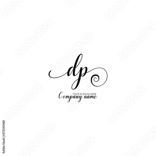 DP Initial handwriting logo template vector
