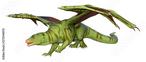 3D Rendering Fairy Tale Dragon on White