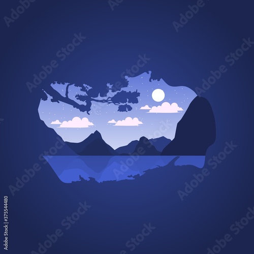 Lake View Vector Design from Inside Goa