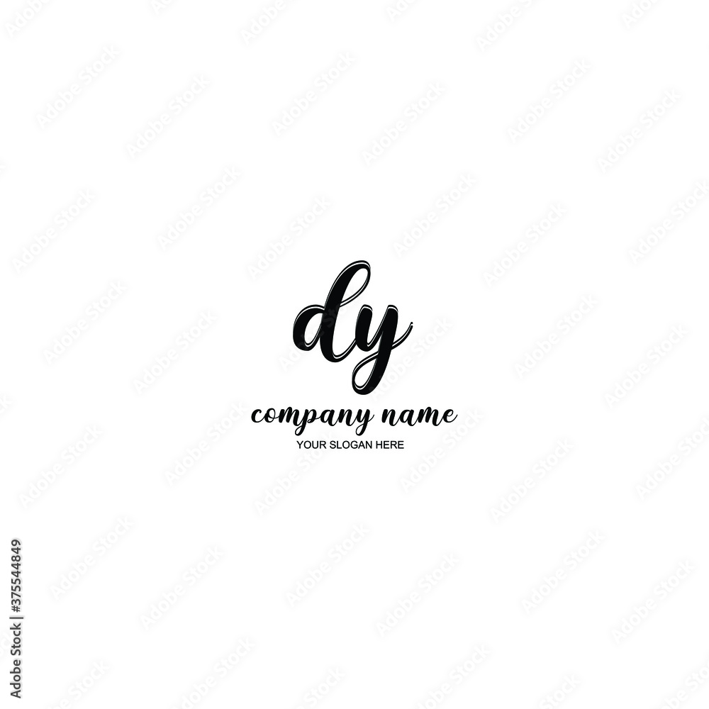 DY Initial handwriting logo template vector
